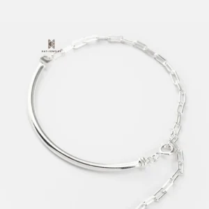 Minimalist Chain Bangle - Lắc Tay Bạc Thiết Kế Mix Half-Chain & Bangle Cá Tính