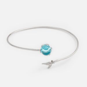 Ocean Tail Bangle - Vòng Tay Bạc Hình Đuôi Cá Mix Đá Biển Xanh